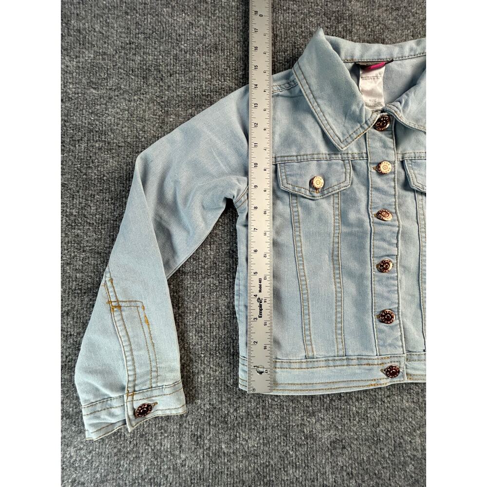 Vince Camuto Girls Size 6 Light Wash Denim Jacket Sequin Heart Back Button Front - Picture 6 of 8